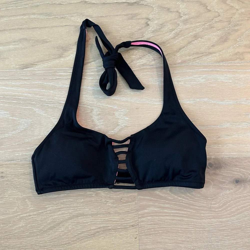 Target black bikini top halter triangle small strappy summer simple minimalist